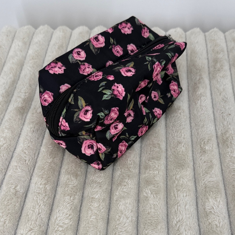 Velvet Caviar Floral Black and Pink Cosmetic Bag - Picture 2 of 5